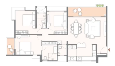 Austin Aurus Wakad 3 BHK Floor Plan Image